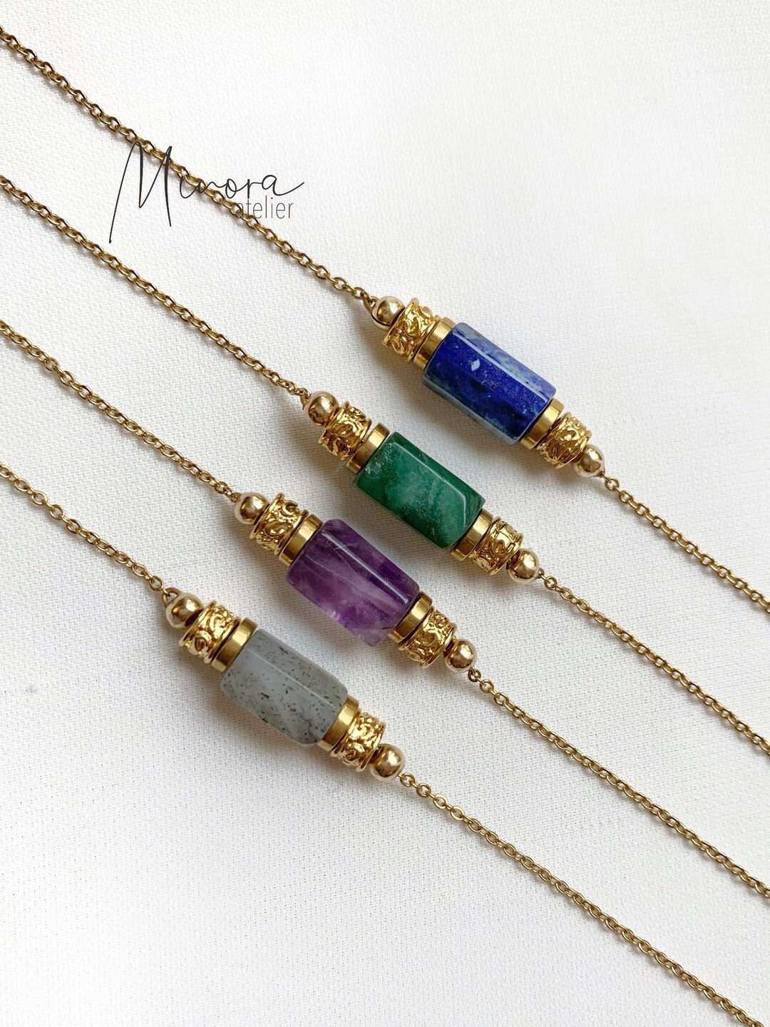 Collier Double Rang En Argent 925 Et Perles De Lapis Lazuli - Bijou Occasion Très Bon état