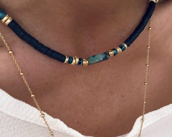 CERES / Heishi and granite choker necklace - Boho chic - Women - Gift - Lithotherapy - Surfer