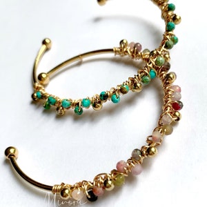 LIVIA bangle in African turquoise or tourmaline - Boho - Woman - Gift - Lithotherapy - semi precious stones - heishi