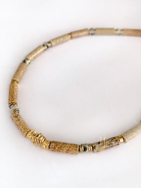 Collier Et Porte-clés En Pierres Naturelles - Jaspe Et Hématite, Neufs Sans Emballage