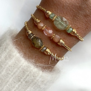MILI / Fine bracelet and labradorite stone, moonstone or quartz - gift - jewelry - surf - heishi - Christmas - Christmas - lithotherapy