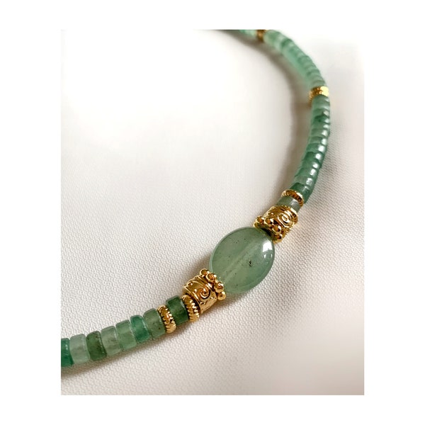 ANTIGONE / Necklace flush with the neck in aventurine - Boho chic - Woman - Gift - Lithotherapy - Surfer