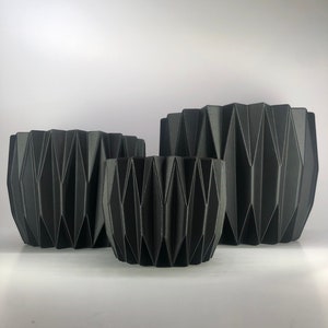 Large Fluted Planter | Geometric Zig Zag Plant Pot | With Drainage | Modern Planter | Storage Vessel | Cactus | Succulents |