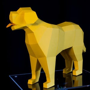 Perro para un aficionado a los perros - Escultura para entusiastas del arte en papel, instrucciones de construcción DIY para modelo de papel