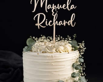 Gepersonaliseerde houten taarttopper | Taarttopper met eigen naam, verjaardagstaartdecoratie