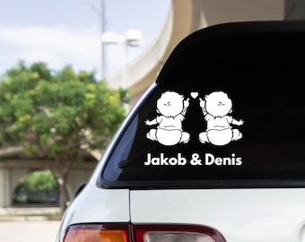 Personalized Baby On Board Sticker, Custom Name Baby on Board Decal, Custom Twins Name Sticker for Car, Cute Baby Car Stickers and Decals