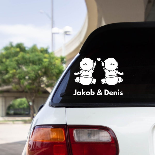 Autoaufkleber personalisiert | Baby on board | Namen selbst gestelten | Zwillinge | Car decals | Voiture Stickers