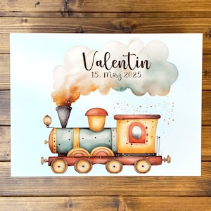 Erinnerungsbox aus Holz | Memory Box | Erinnerungskiste | Baby Box | Holzkiste | Keepsake | Personalisierte Kiste |  Zug Geburtsdaten