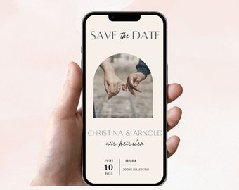 Digitale Save the date Karte zum versenden WhatsApp Wir heiraten Karte  Terminankündigungen Hochzeitseinladung personalisiert Kalender