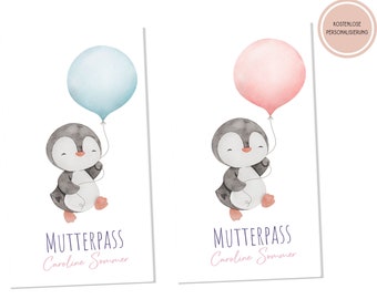 Mutterpasshülle | Mutter-Kind-Pass Hülle Österreich 3-teilig |  Geschenkidee Schutzhülle personalisierbar mit Namen | Deutschland Penguin