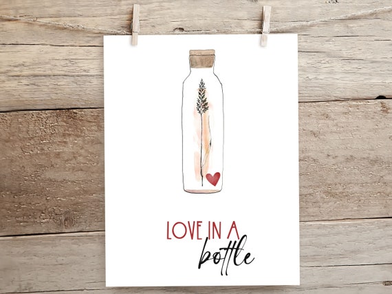 Love in a bottle | Karte | Karte Personalisiert | Klappkarte | Hochzeitskarte |   Klappkarte  | Boho Karte | Message in a bottle