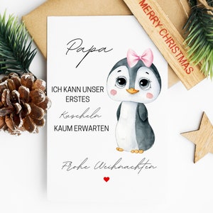 Notre premier | de Noël | de cartes de vœux carte de Noël | Personnalisez votre carte | Carte pour papa | Première | de Noël C’est une fille |