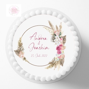 Tortenaufleger Boho |  | Personalisiert mit Wunschname und Datum oder Zahl |  Hochzeitstorte |  Fondant
