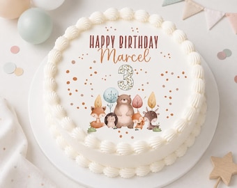 Tortenaufleger Waldtiere personalisiert | Esspapier mit Name & Alter | Zuckerbild Geburtstag | Tortendeko Kindergeburtstag Junge Mädchen