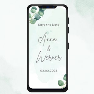Digitale Save the date Karte zum versenden WhatsApp Wir heiraten Karte  Terminankündigungen Hochzeitseinladung personalisiert Kalender