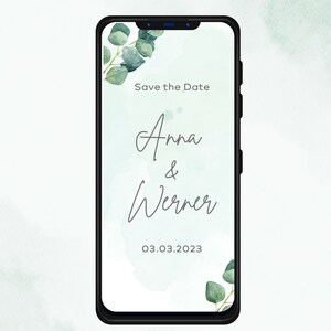 Digitale Save the date Karte zum versenden WhatsApp Wir heiraten Karte  Terminankündigungen Hochzeitseinladung personalisiert Kalender