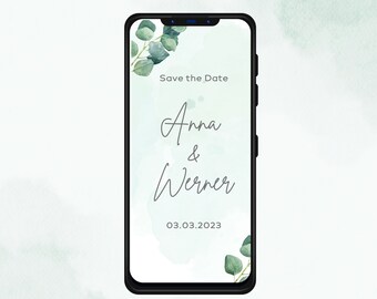 Digitale Save the date Karte zum versenden WhatsApp Wir heiraten Karte  Terminankündigungen Hochzeitseinladung personalisiert Kalender