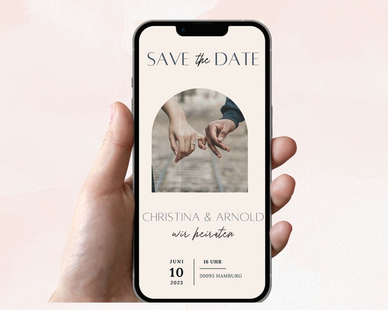 Digitale Save the date Karte zum versenden WhatsApp Wir heiraten Karte Terminankündigungen Hochzeitseinladung personalisiert Kalender image 1