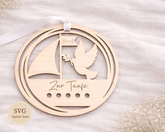 Laser Cut Money Gift SVG for Baptism | Ship Design, Dove (Digital Download)