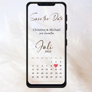 Digitale Save the date Karte zum versenden WhatsApp Wir heiraten Karte Terminankündigungen Hochzeitseinladung personalisiert Kalender image 1