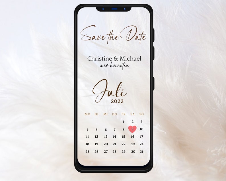 Digitale Save the date Karte zum versenden WhatsApp Wir heiraten Karte Terminankündigungen Hochzeitseinladung personalisiert Kalender image 1