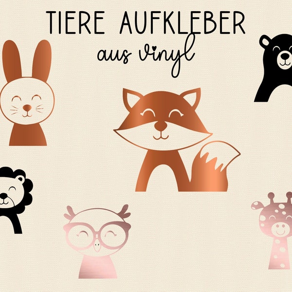 Tiere Aufkleber |  Vinyl Sticker | Vinyl Aufkleber |  Kinder Aufkleber | Fuchs | Bär | Giraffe | Hase | Löwe |  Eule |
