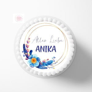 Tortenaufleger Geburtstag | Blumen  |  | Personalisiert mit Wunschname und Datum |  Zuckerbild | Tortendeko | Tortenbild Essbar | Fondant