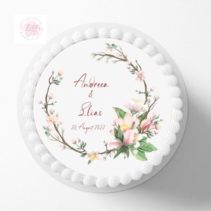 Tortenaufleger Blütenblätter , Personalisiert mit Wunschname und Datum oder Zahl ,  Hochzeitstorte , Blütenblätter Fondant