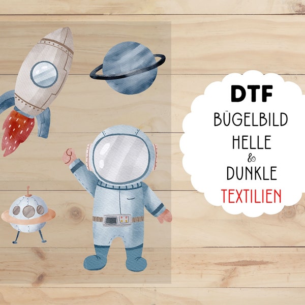 Astronaut Bügelbild  | DTF | Bügelmotiv | Bügel - Transferbild | Bügeltransfers | Hitzetransfer Patch | Applikation | Aufbügeln