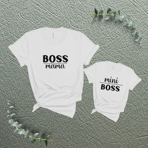 Mama Tochter Partnerlook Bügelbild | Mama Mini Outfit BOSS | 1. Muttertagsgeschenk | Baby Strampler | Muttertag Geschenk