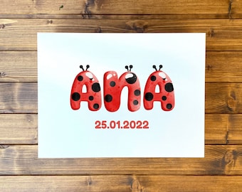 Personalized Ladybug Wooden Keepsake Box | Baby Memory Box