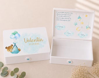 Caja de recuerdos personalizada para bebé / Caja de madera para guardar recuerdos