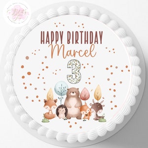 Tortenaufleger Fondant Geburtstag Kind Zuckerbild Mädchen Junge Bär Fuchs Woodland Igel   Waldtiere Wild one