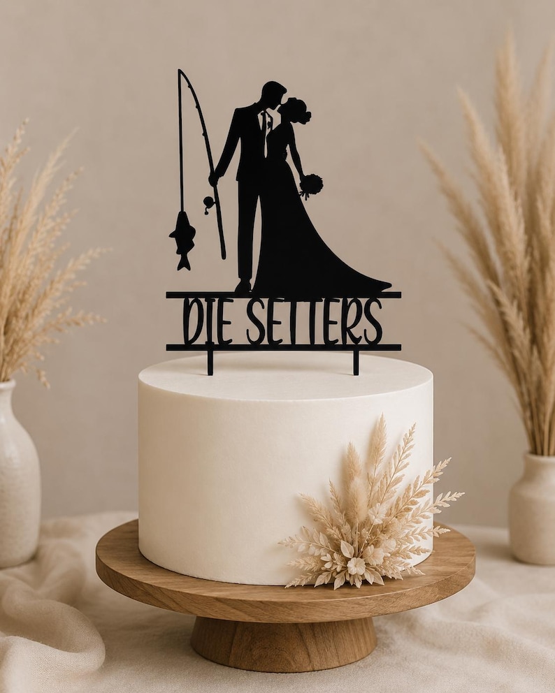 Personalized Wedding Cake Topper, Fishing Couple, 3D Printed, Custom Personalized Wedding Cake Topper, Fishing Couple, 3D Printed, Custom