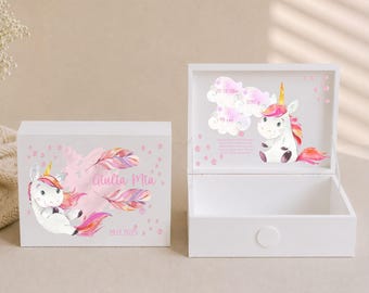 Caja de recuerdos personalizada de unicornio / Caja de recuerdos para bebé