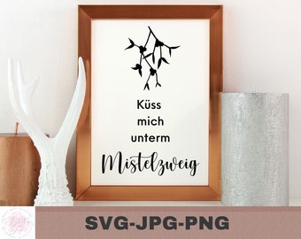 Bésame | Bésame muérdago | | archivo de trazador Imprimir pegatinas de invierno | Cortar | de archivo | de siluetas de Cricut Descarga digital - svg jpg png