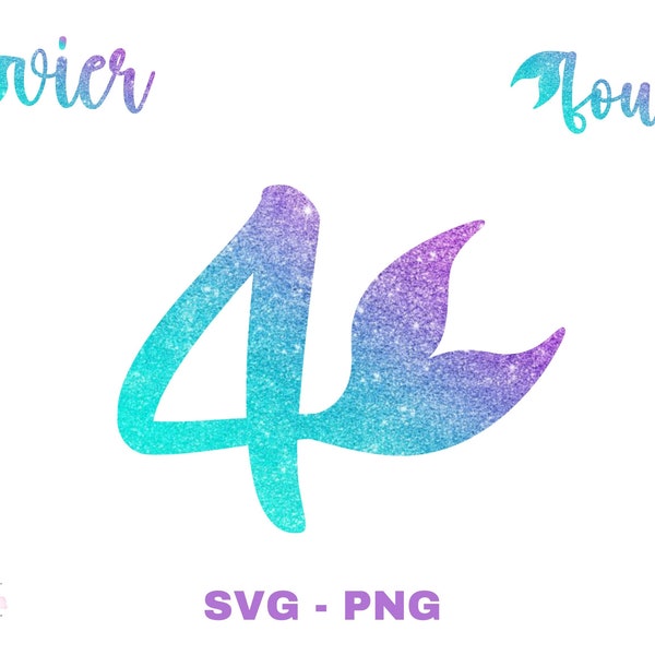 Mermaid fourth birthday | 4 Birthday | Vierte Geburtstag  | Meerjungfrau | Deutsch Cricut | Silhouette | Digital Download  - svg jpg png