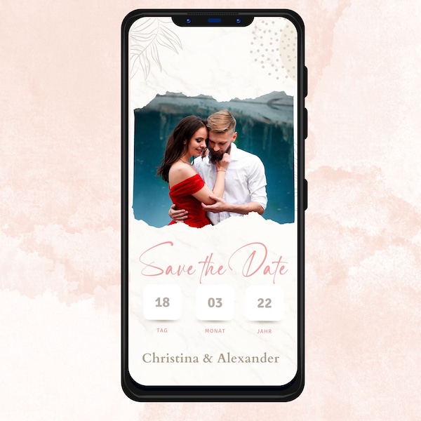 Digitale Save the date Karte zum versenden WhatsApp Wir heiraten Karte  Terminankündigungen Hochzeitseinladung personalisiert Kalender