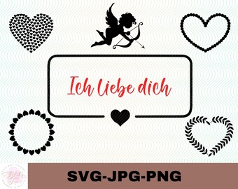 Valentine's Day Heart SVG Bundle | Ich liebe dich, Wedding (Digital Download)