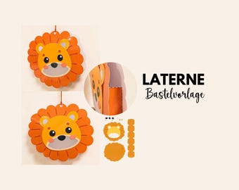 Löwe Laterne Bastelvorlage Löwe Laterne basteln PDF Löwe Laternenfest Bastelidee Laterne DIY
