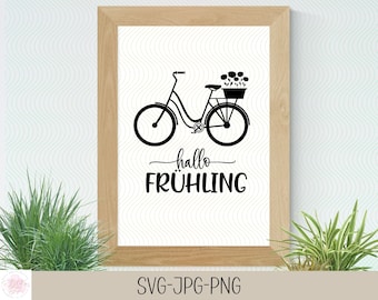 Hallo Frühling | Plotterdatei | Cut file Cricut | Silhouette  Aufkleber Sticker zum selbst ausdrucken | Digitaler Download - svg jpg png