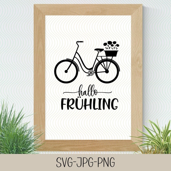 Hallo Frühling | Plotterdatei | Cut file Cricut | Silhouette  Aufkleber Sticker zum selbst ausdrucken | Digitaler Download - svg jpg png