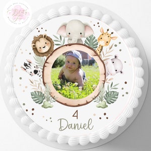 Tortenaufleger mit Foto Fondant Geburtstag Kind Zuckerbild Mädchen Junge Löwe Dschungel Dschungelgeburtstag Personalisierter Tortenaufleger