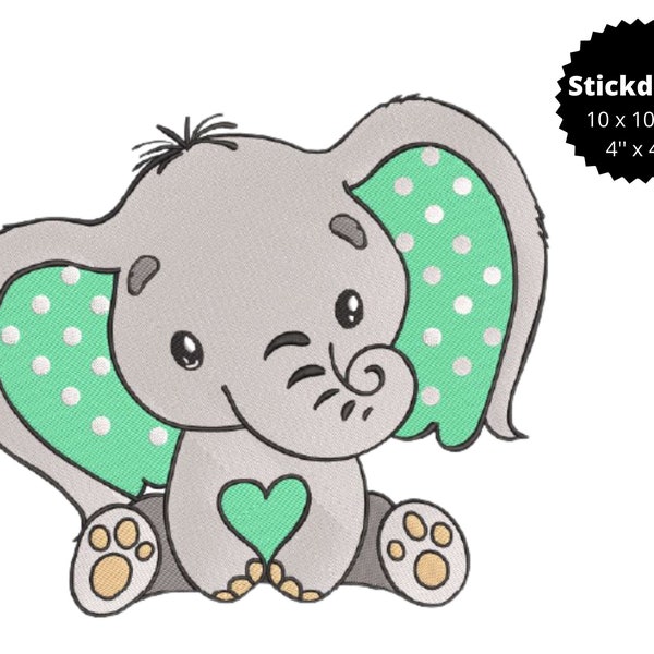 Stickdatei | Stickmuster | Embroidery file | Rahmen 10 x 10 | Elephant Stickdatei | Elefant embroidery file | Elephanten Baby |Frame 10 x 10