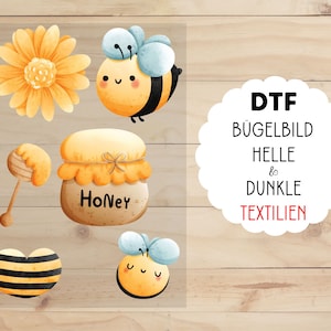 Bienen Bügelbild  | DTF | Bügelmotiv | Bügel - Transferbild | Bügeltransfers | Hitzetransfer Patch | Applikation | Aufbügeln | Honig
