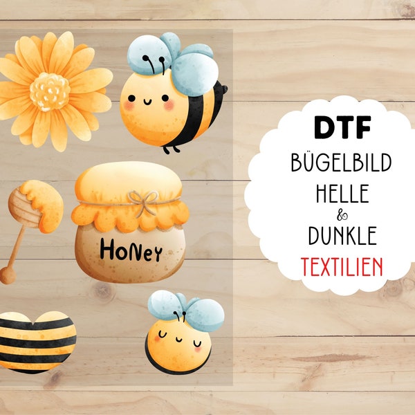 Bienen Bügelbild  | DTF | Bügelmotiv | Bügel - Transferbild | Bügeltransfers | Hitzetransfer Patch | Applikation | Aufbügeln | Honig