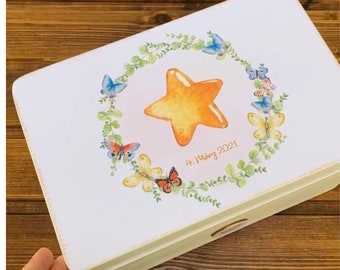 | de la Pequeña Estrella | recordatorio Caja de memoria | | recordatorio | Baby Box Caja de madera | | del cofre del tesoro | Infantil Star Mortinato