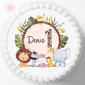 Tortenaufleger Fondant Geburtstag Kind Zuckerbild Mädchen Junge Löwe Elefant Dschungel Safari Safaritiere Wild One