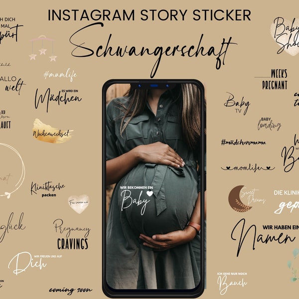 Instagram Story Stickers Schwangerschaft Verkünden, 50 Custom Instagram Story Sticker Set Baby Geschlecht Updates und Meilensteine