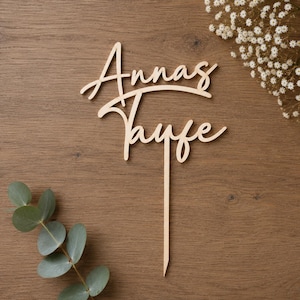 Gepersonaliseerde houten taarttopper met naam | Taartdecoratie op maat voor een verjaardagstaart